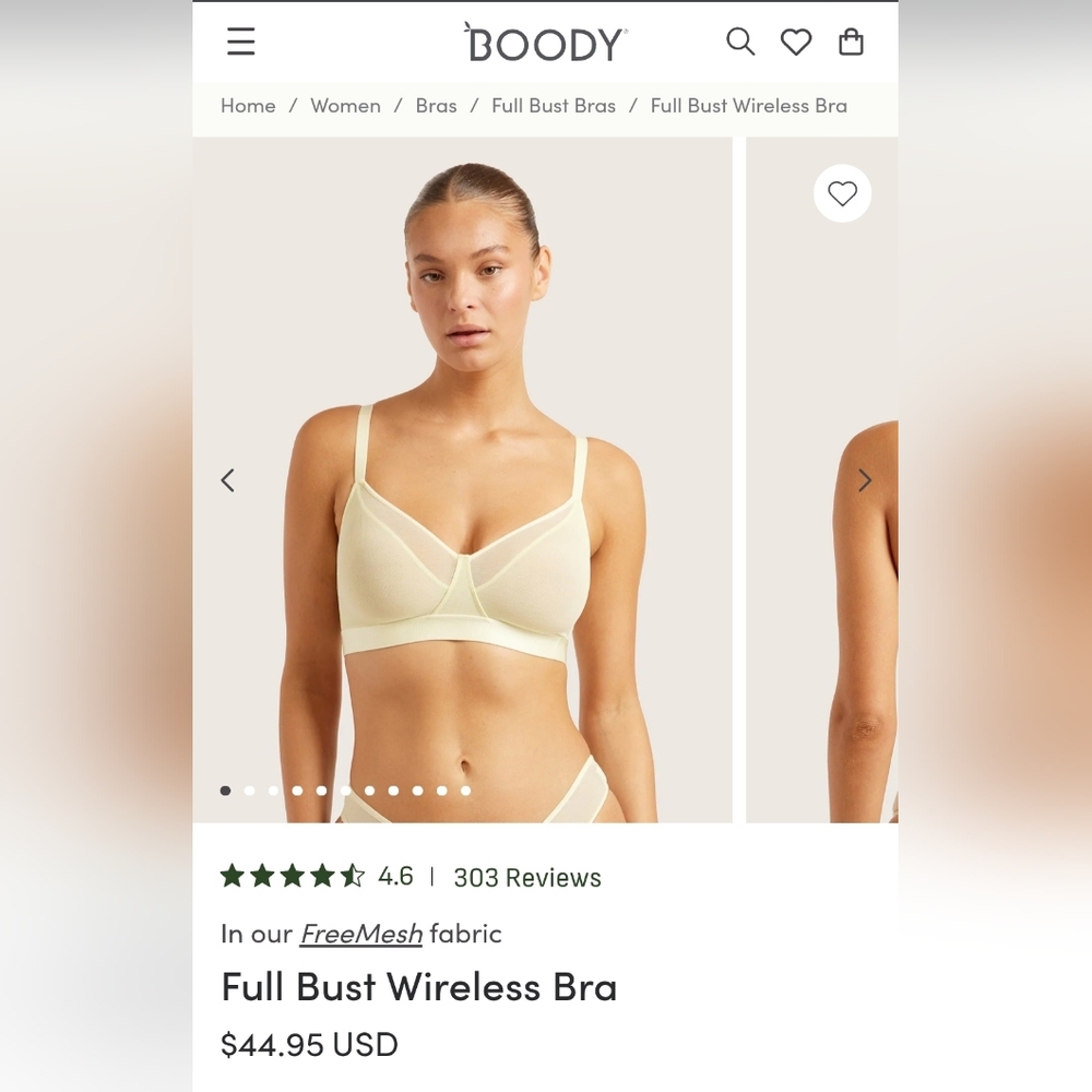 New! Full Bust Bamboo Mesh Wireless Bra (Large)